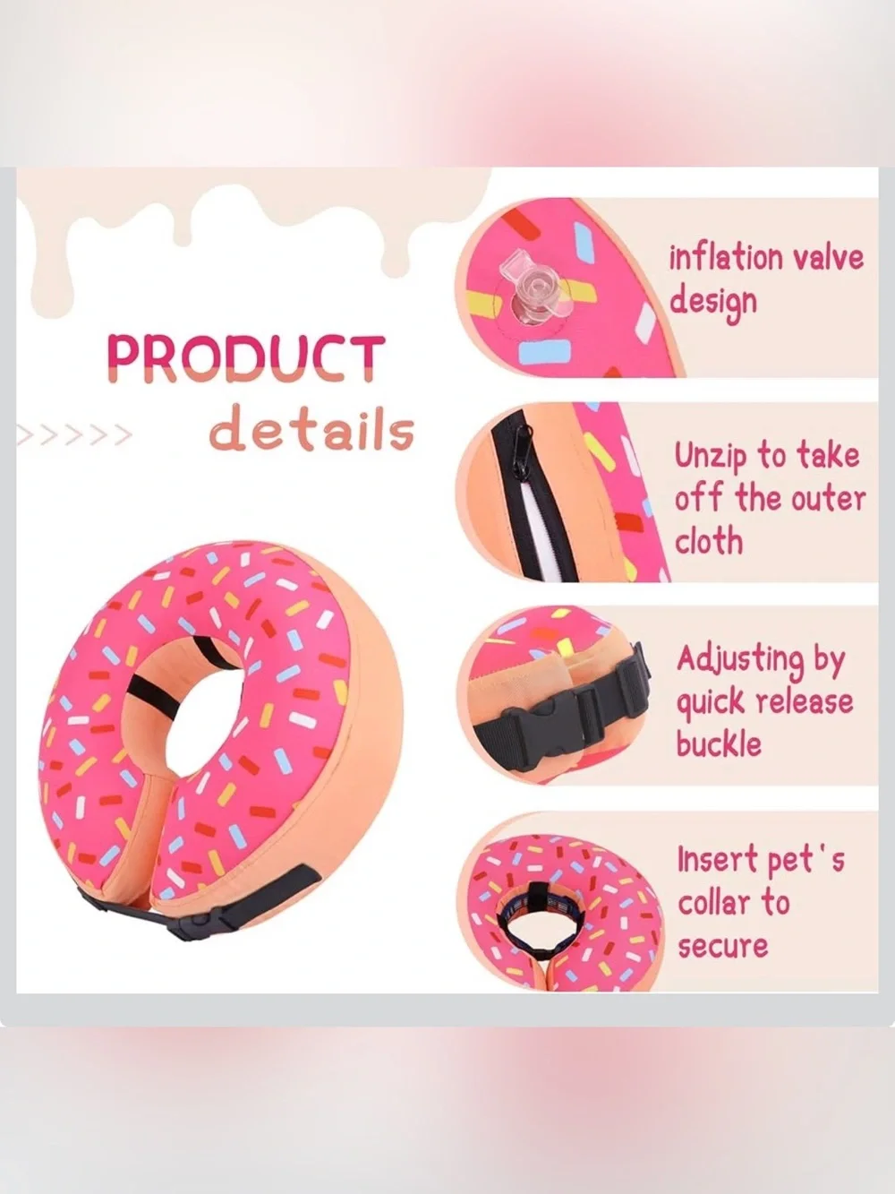 Pink Donut Pet Recovery Collar for Dogs